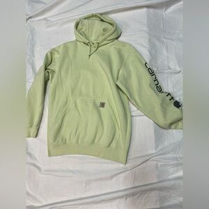 Carhartt Hoodie Mens Medium Loose Fit Green Sleeve Logo Hooded Sweatshirt